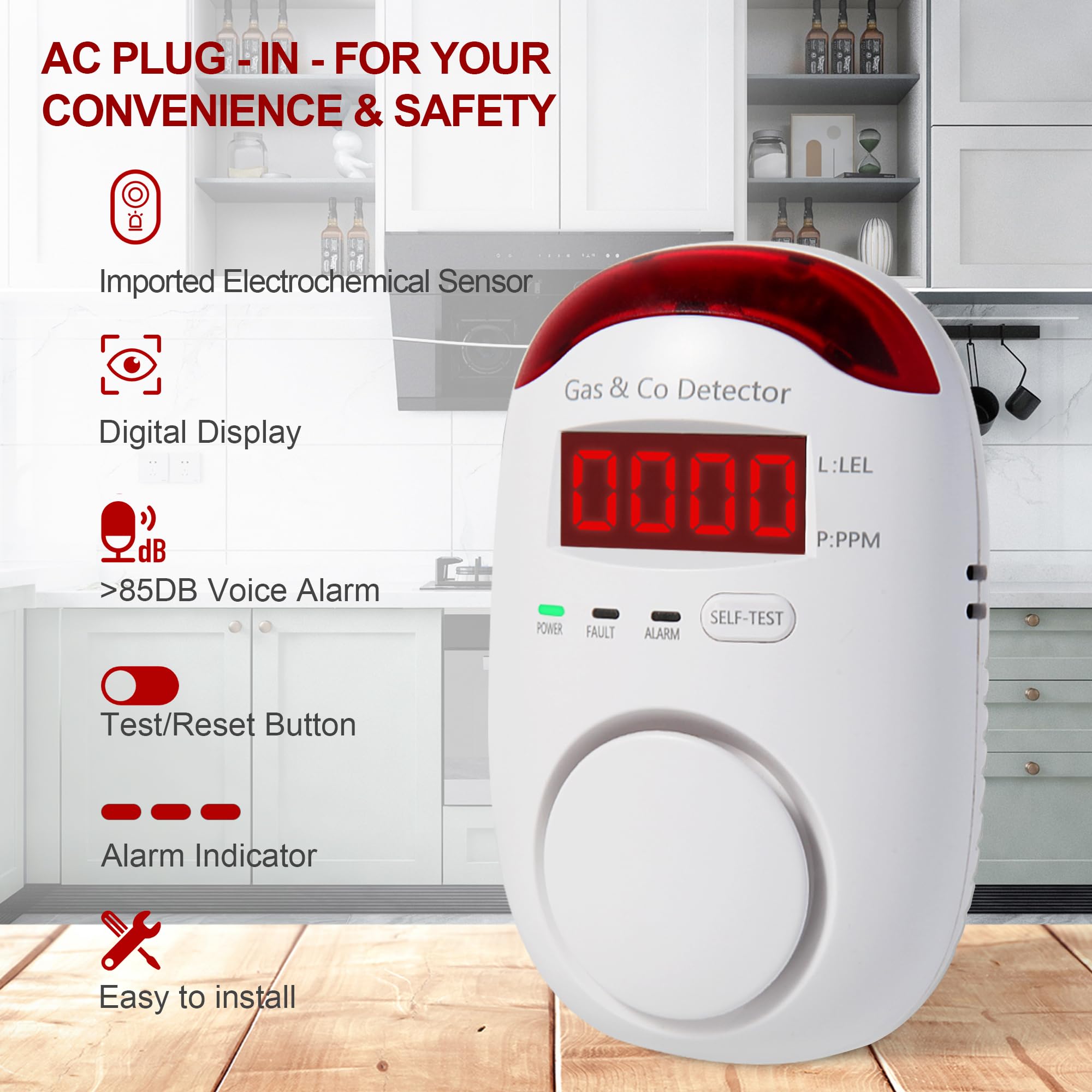 Co Detector Plug - Detektor Kombinasi Gas & Karbon Monoksida